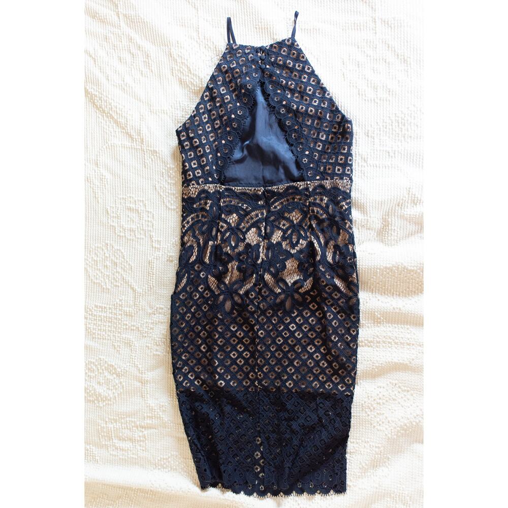 Bardot Navy Lace Midi Dress - Picture 4 of 9